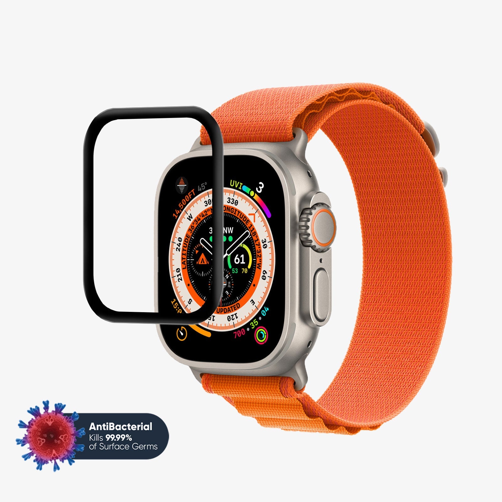 NanoArmour for Apple Watch Ultra 2 / Ultra 1 Screen Protector Anti-Microbial