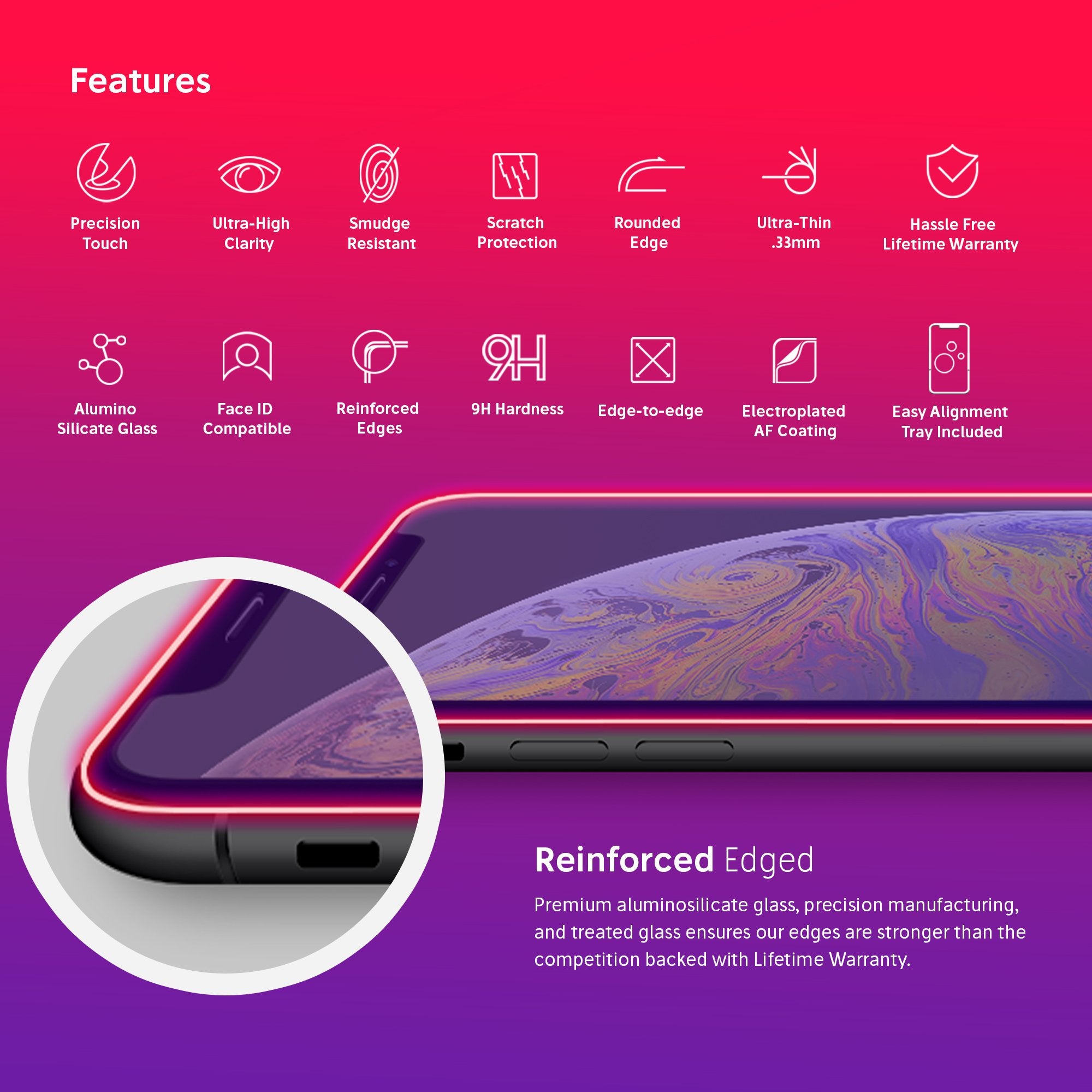 NanoArmour for iPhone XS / X Anti-Blue Light Screen Protector Case Friendly