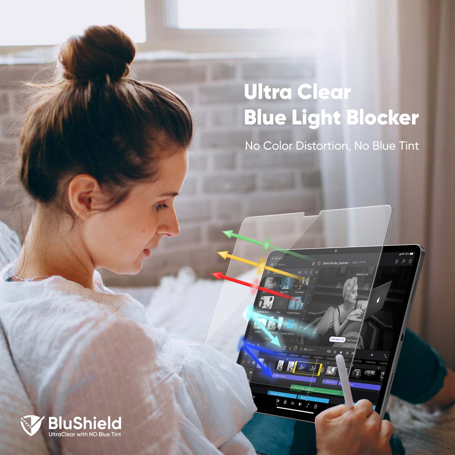 ONETIME NanoArmour 13-inch for iPad Air 6 Ultra Clear Screen Protector (2024-2025): Clear Blue Light Blocker, No Blue Tint, TruColor