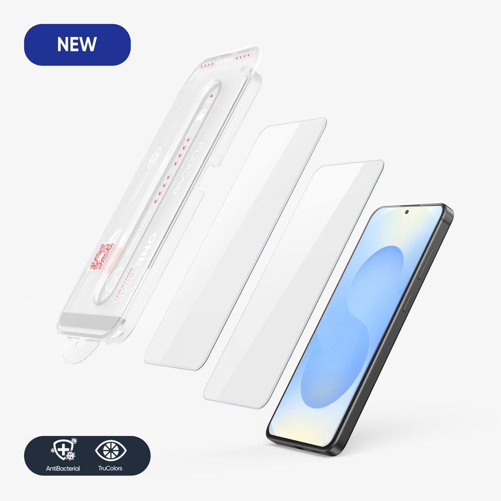 FLOLAB NanoArmour ONETIME for Samsung Galaxy S25+ Plus Screen Protector Anti Microbial, Fingerprint ID Compatible