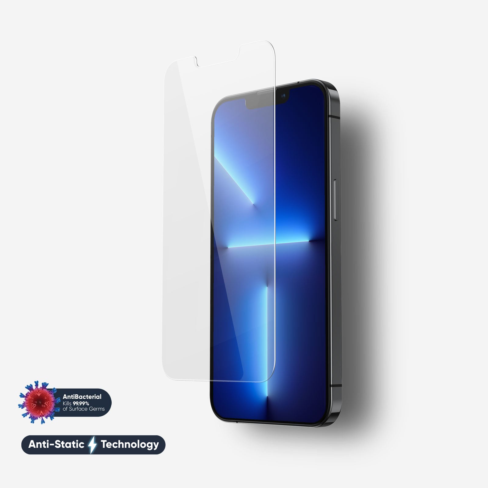 FLOLAB NanoAmour for iPhone 13 Screen Protector Antimicrobial Anti-Dust (Most Case Friendly)