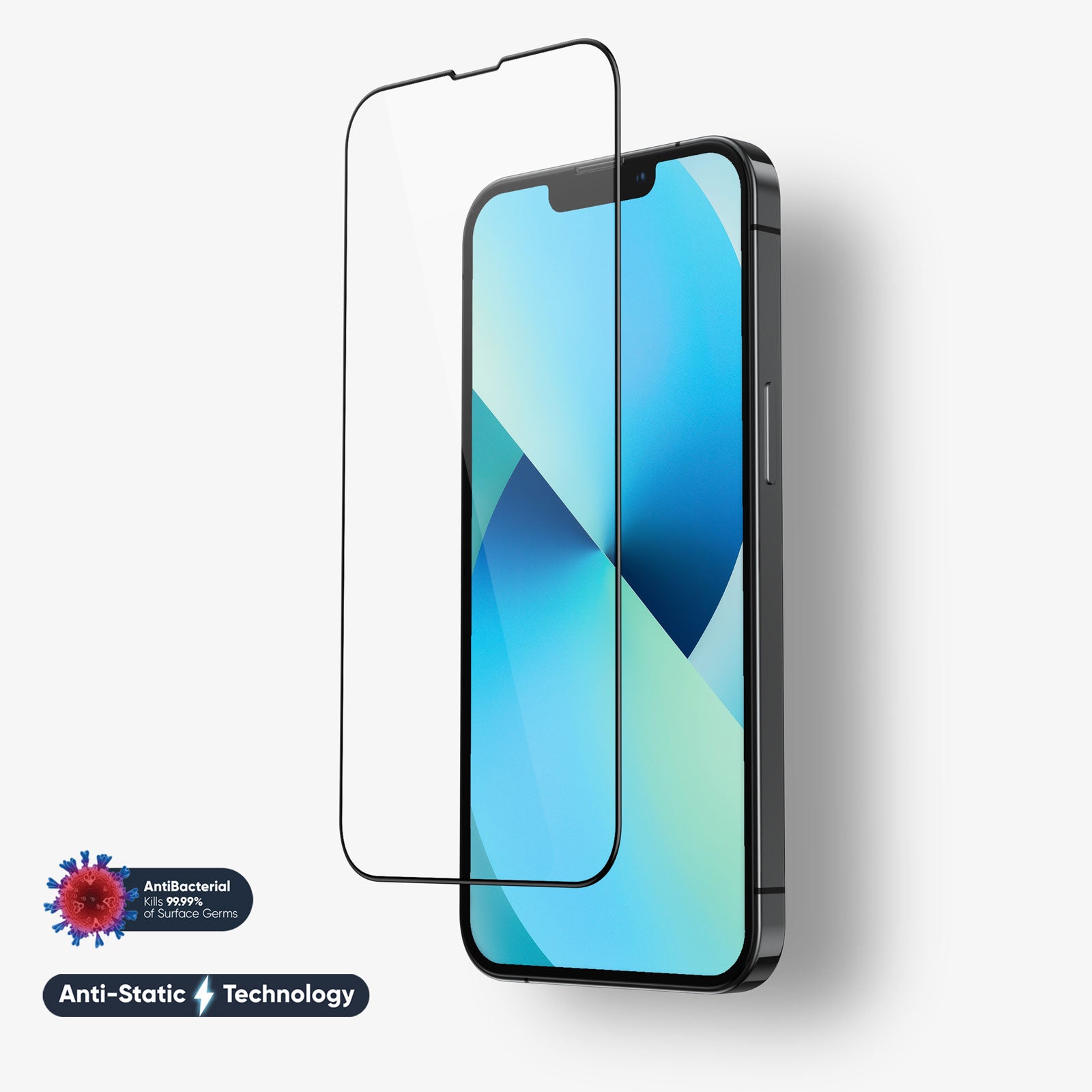 NanoArmour for iPhone 13 Screen Protector Antimicrobial Anti-Dust Edge-to-Edge Blue Light Blocker