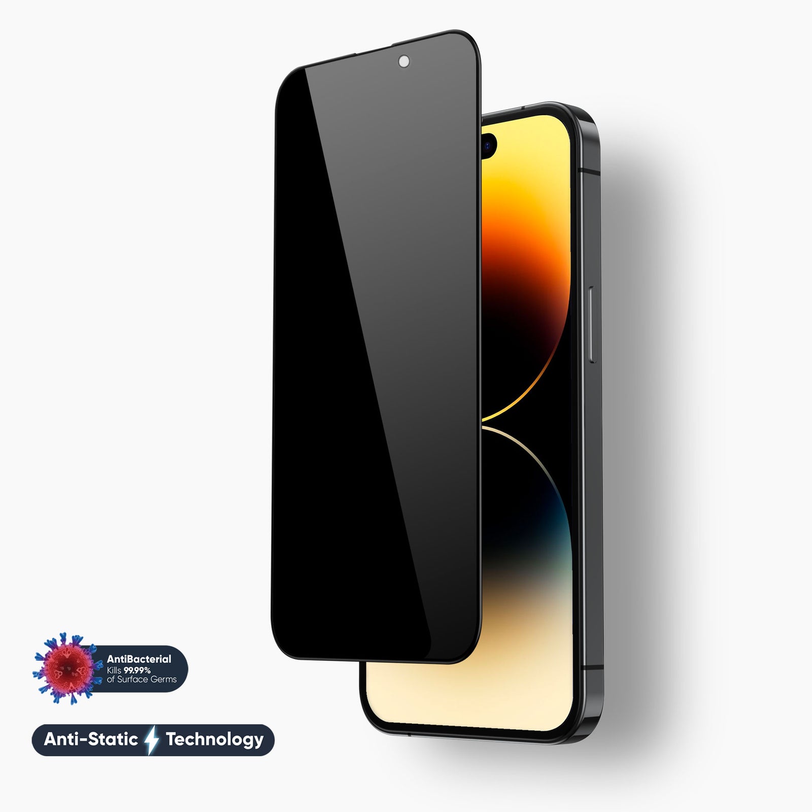 NanoArmour for iPhone 14 Pro Privacy Screen Protector Antimicrobial Anti-Dust Edge-to-Edge