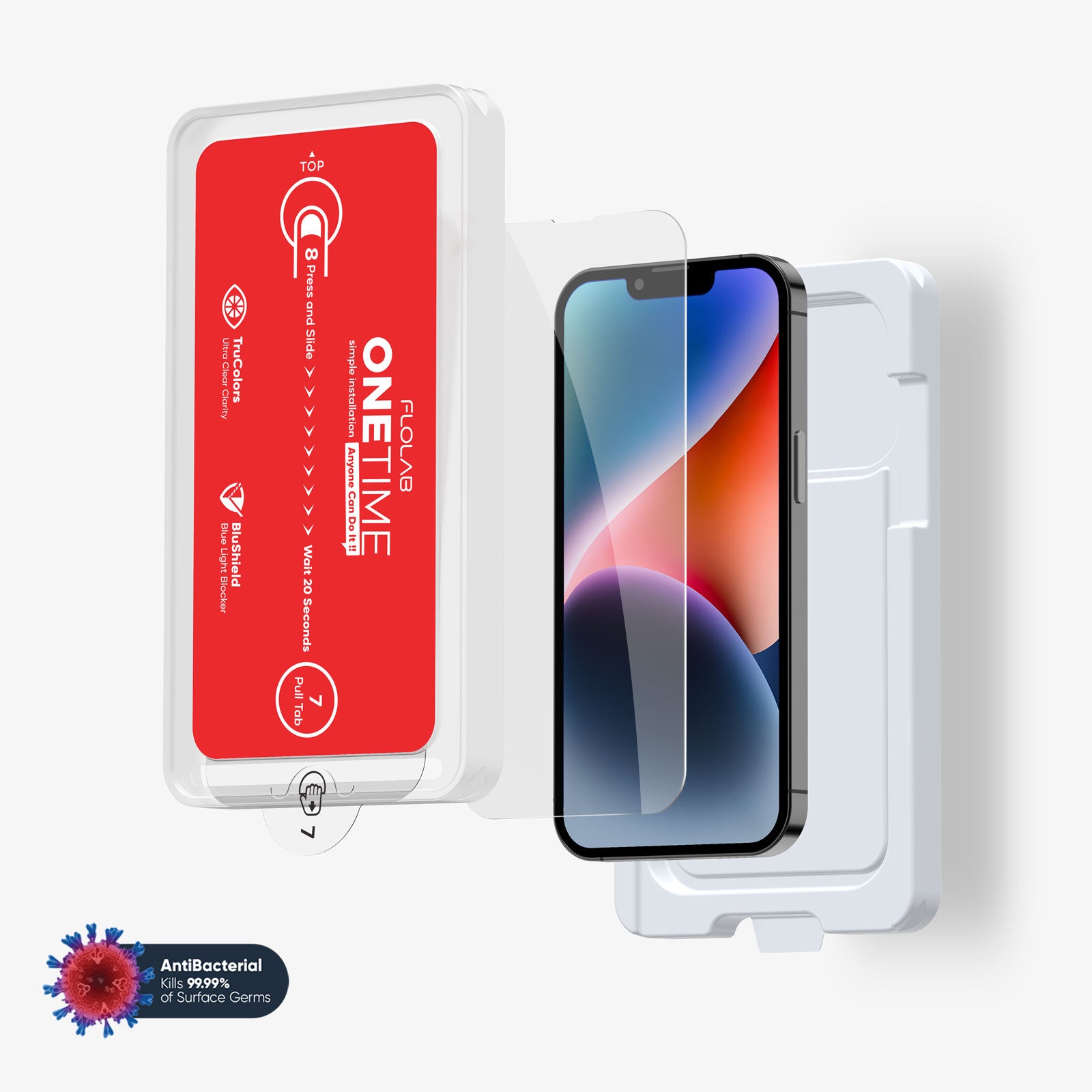 ONETIME NanoArmour for iPhone Anti-Blue Light Screen Protector: Dust-Free Installation, Case Friendly, Crystal Clear, No Blue or Yellow Tint