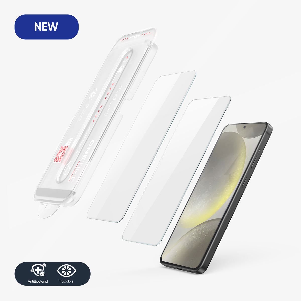 FLOLAB NanoArmour ONETIME for Samsung Galaxy S24 Screen Protector Anti Microbial, Fingerprint ID Compatible